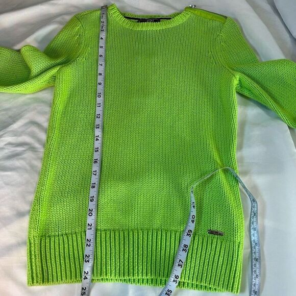 Lauren Ralph Lauren Active Lime Green Knit Sweater Womens Small NWT Elbow Pads - Picture 6 of 8